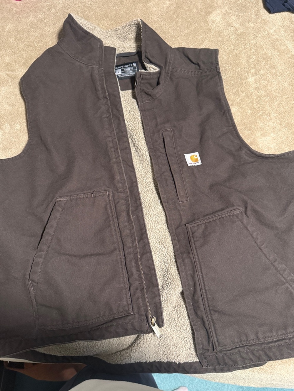 Carhartt Dark Brown Sherpa-Lined Men’s Vest